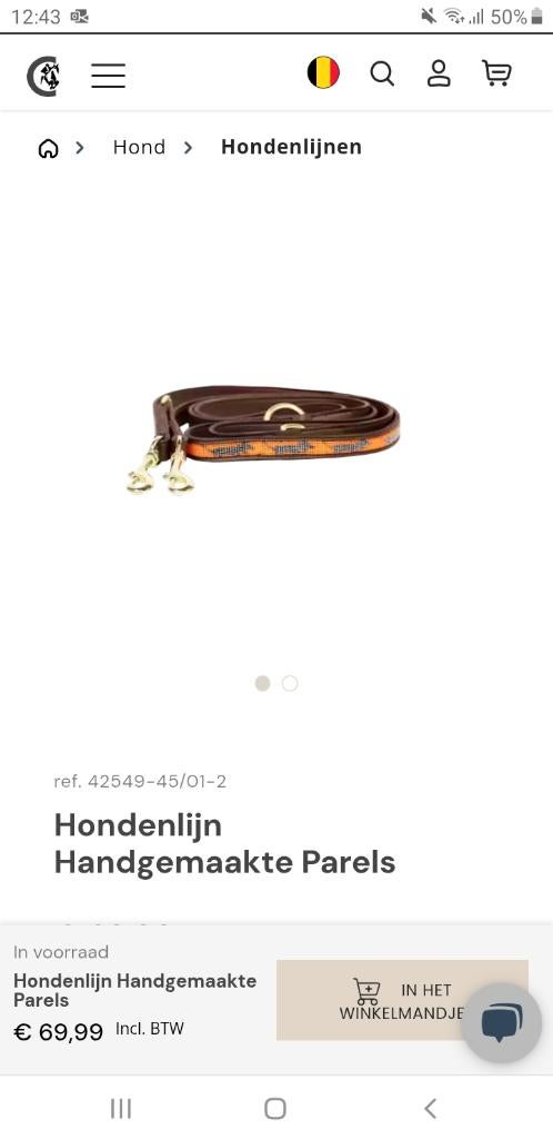 Hondenlijn met parels merk Kentucky NIEUW, Animaux & Accessoires, Enlèvement, Neuf, Laisse pour chien