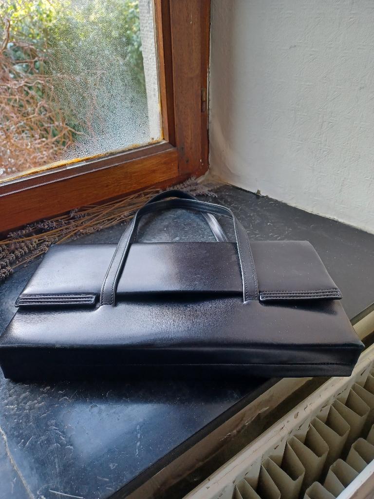 DELVAUX Vintage zwarte tas met logo, Verzenden, Zwart
