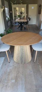 ronde tafel eikenfineer uittrekbaar 120/160/200cm, Huis en Inrichting, Tafels | Eettafels, Ophalen, 150 tot 200 cm, Eikenhout