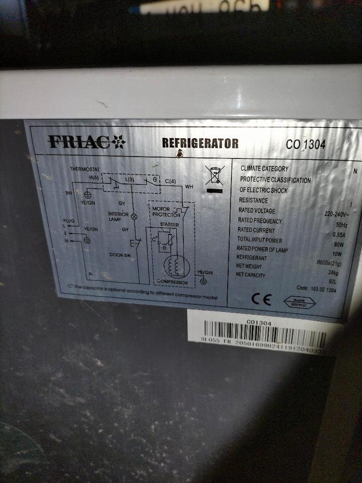 Réfrigérateur, Electroménager, Réfrigérateurs & Frigos, Utilisé, Sans bac à congélation, 75 à 100 litres, 85 à 120 cm, Enlèvement