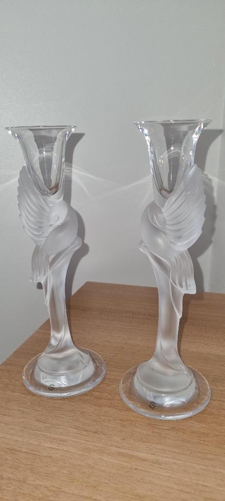 Bougeoirs cristal Fabergé “Colombes des Neiges”, Antiquités & Art, Antiquités | Verre & Cristal, Enlèvement
