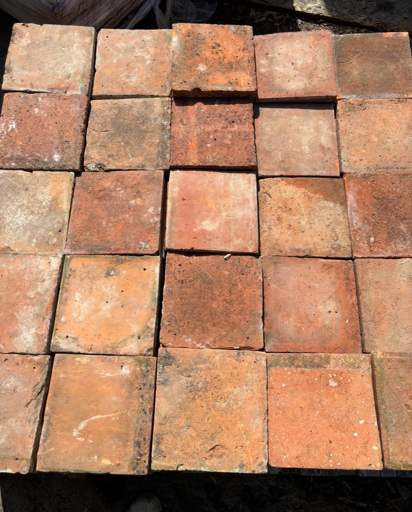 Lot antieke terracotta tegels Voor info BELLEN 0474220705, Enlèvement