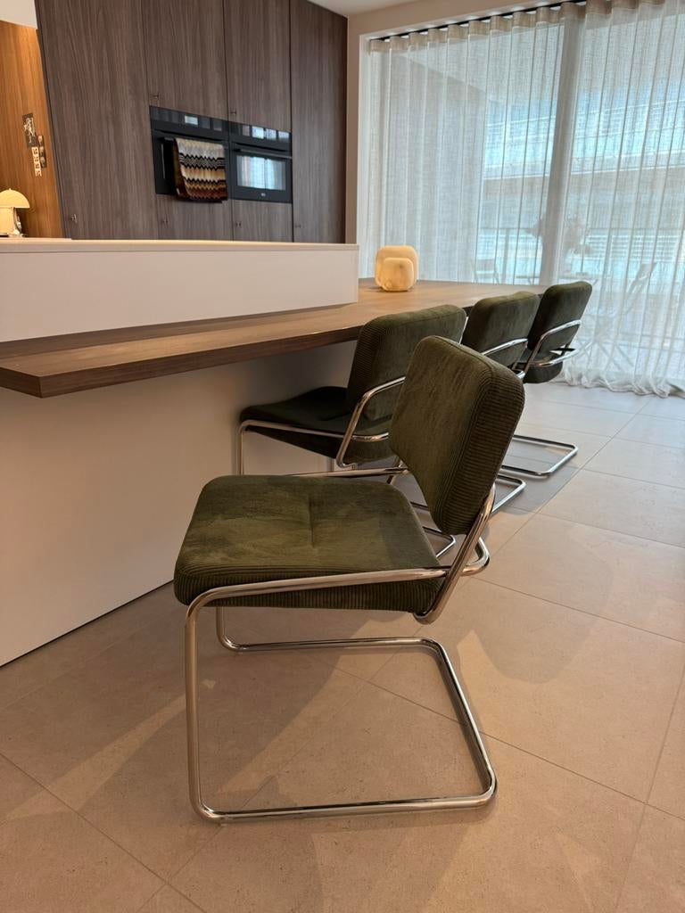 6 prachtige design stoelen khaki, Huis en Inrichting, Ophalen, Zo goed als nieuw