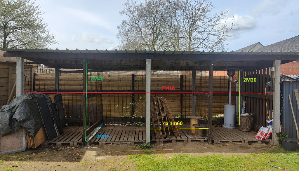 Houtberging voor brandhout 7mx2m15, Tuin en Terras, Bergingen en Tuinkasten, Gebruikt, Overige typen, Ophalen