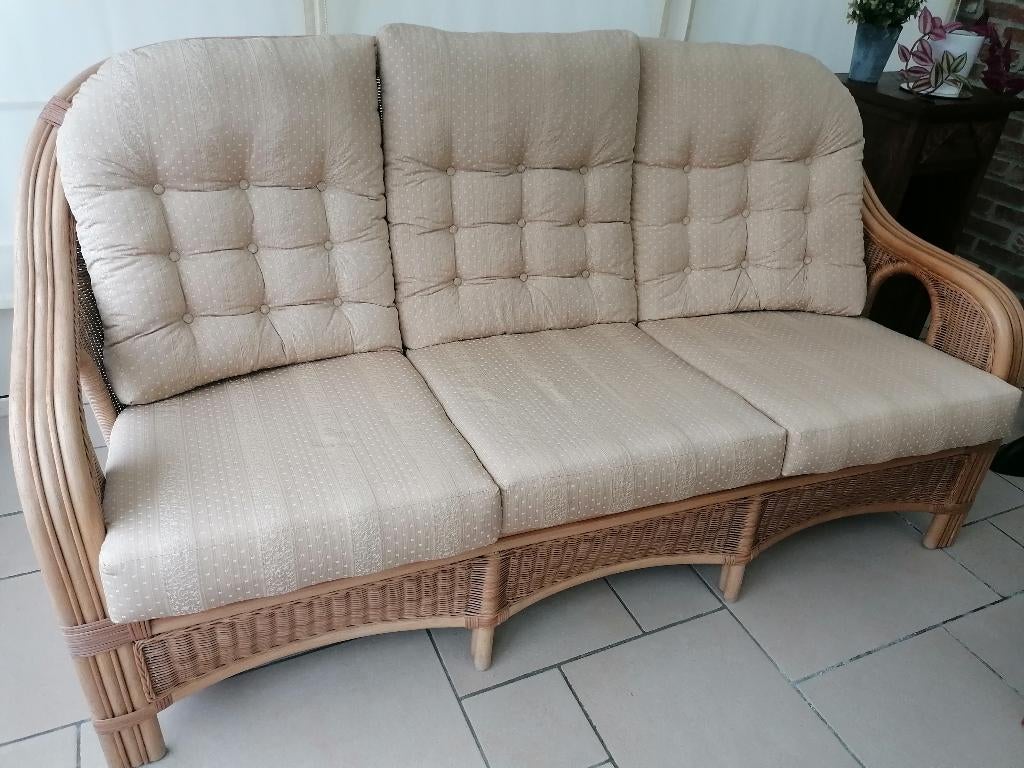 3 zit zetel rotan, Huis en Inrichting, Zetels | Zetels, Ophalen, Gebruikt, 150 tot 200 cm, Driepersoons