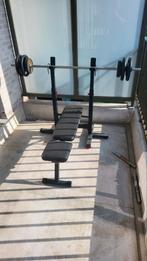 fitness complet : banc réglable/barre/d'haltères/haltères, Sports & Fitness, Enlèvement, Utilisé, Banc d'exercice