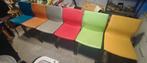 6 gekleurde stoelen in kunstleder, Huis en Inrichting, Stoelen, Ophalen, Blauw, Metaal