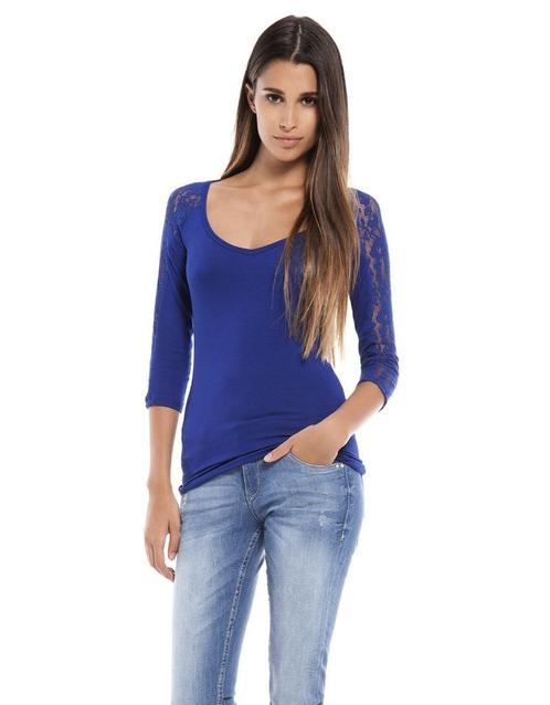 Blauw tshirt van Bershka - Maat medium, Kleding | Dames, T-shirts, Blauw, Verzenden