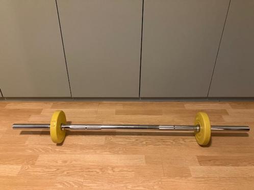 Halterstang met gewichten (4), Sport en Fitness, Fitnessmaterialen, Gebruikt, Halterset, Armen, Borst, Buik, Rug, Ophalen