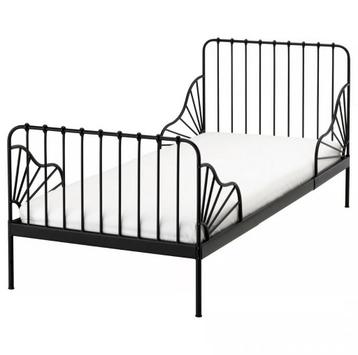 Lit Ikea évolutif enfant - Metal noir - max 80/200cm, Enfants & Bébés, Enlèvement, Comme neuf, Matelas