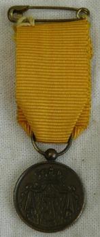 Medaille Miniatuur Eerlijke en Trouwe Dienst Brons met Lint., Verzamelen, Overige soorten, Ophalen of Verzenden, Lintje, Medaille of Wings