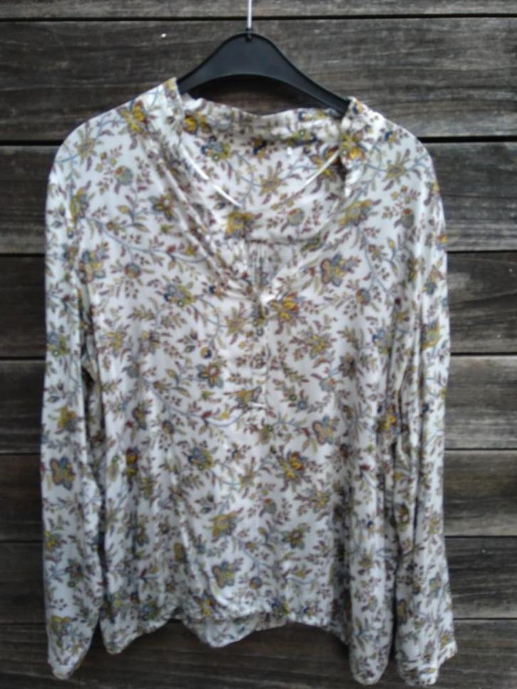 S. Oliver Of Esprit : Wit, gele en Zwarte Bloes T44, Kleding | Dames, Blouses en Tunieken, Gedragen, Maat 42/44 (L), Wit, Ophalen of Verzenden