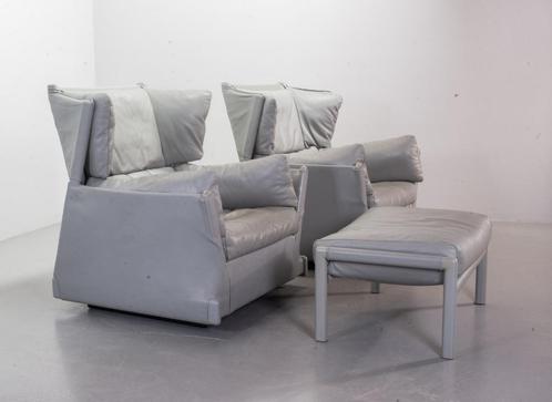 Vintage design Cassina Lounge fauteuils ‘Viola d’Amore’ 70s, Huis en Inrichting, Fauteuils, Gebruikt, Hout, Leer, Stof, 50 tot 75 cm