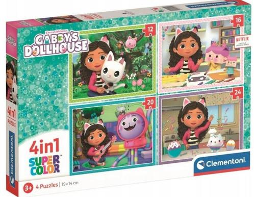 Gabby's Poppenhuis 4 in 1 Puzzel - 12/16/20/24 stukjes, Kinderen en Baby's, Speelgoed | Kinderpuzzels, Nieuw, 2 tot 4 jaar, Ophalen of Verzenden