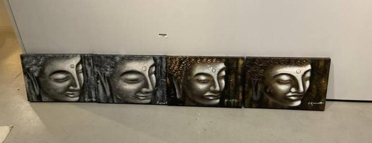 Canvas Painting Art - 4delig - gesigneerd L. Paramount, Antiek en Kunst, Kunst | Schilderijen | Klassiek, Ophalen