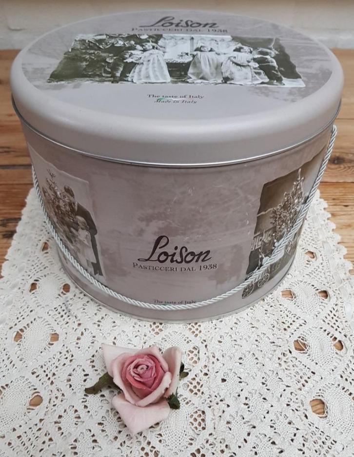 Italiaans Loison blik met nostalgische KERST foto's kinderen, Verzamelen, Blikken, Gebruikt, Overige, Overige merken, Ophalen of Verzenden
