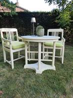 Ovale tafel met 2 stoelen, Tuin en Terras, Tuinsets en Loungesets, Ophalen, Zo goed als nieuw, Hout