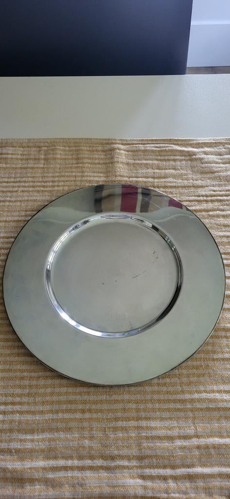 6 verzilverde onderzetborden, Ophalen, Zo goed als nieuw, Rond, Metaal