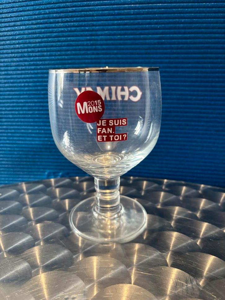 Chimay Mons glas Ik ben een fan, Verzamelen, Glas en Drinkglazen, Nieuw, Ophalen of Verzenden