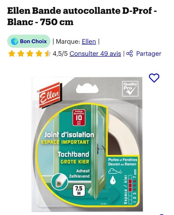 Joint d'étanchéité auto-adhésif, Bricolage & Construction, Vitres, Châssis & Fenêtres, Neuf, Enlèvement