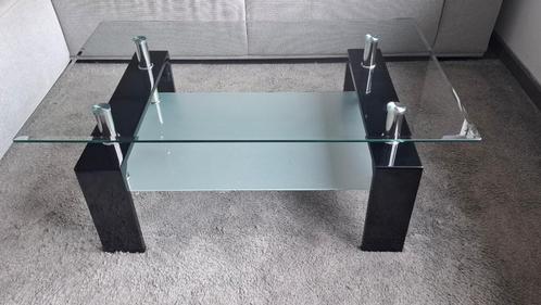Glazen salontafel (rechthoek met onderglas) in goede staat, Huis en Inrichting, Tafels | Salontafels, Gebruikt, 50 tot 75 cm, 50 tot 100 cm