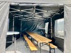 Tonnelles, chapiteaux, tables de brasserie, jeux en bois, Ophalen, Nieuw