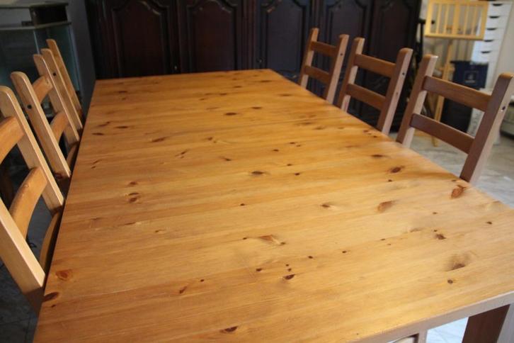 eettafel met 6 stoelen., Huis en Inrichting, Tafels | Eettafels, Gebruikt, 50 tot 100 cm, 150 tot 200 cm, Vijf personen of meer