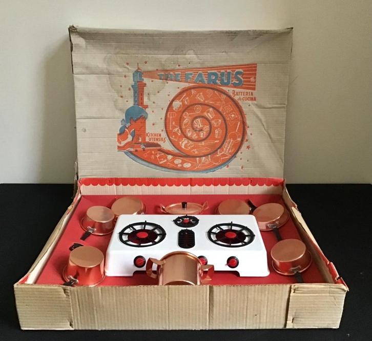 Keukenspeelgoed , Batteria da Cucina - jaren ‘50, Kinderen en Baby's, Speelgoed | Speelkeukens, Zo goed als nieuw, Speelkeuken-accessoire