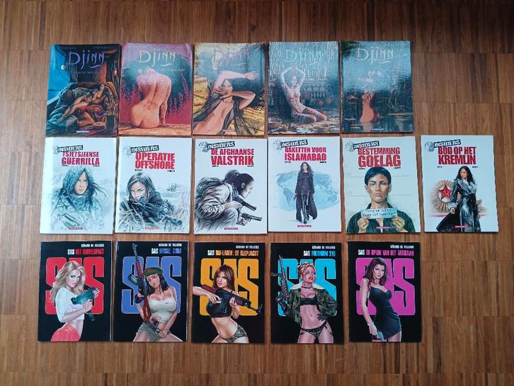 16 stripboeken: Djinn, Insiders, SAS, Boeken, Stripverhalen, Zo goed als nieuw, Meerdere stripboeken, Ophalen of Verzenden