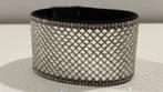 Zwarte armband met strass-stenen, Ophalen of Verzenden, Gebruikt, Zilver, Met strass