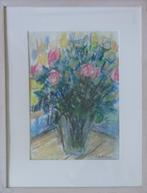 ALBERT DE DEKEN / ROOSJES / ORIGINEEL WERK / 61x47cm / KADER, Ophalen of Verzenden