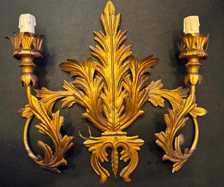 Lampe murale Rococo, bronze, plaqué or, Antiquités & Art, Antiquités | Éclairage, Enlèvement ou Envoi