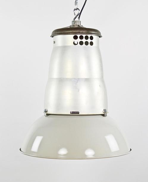 Philips grijs emaille industriële hanglamp, Maison & Meubles, Lampes | Suspensions, Utilisé, 50 à 75 cm, Métal, Autres matériaux