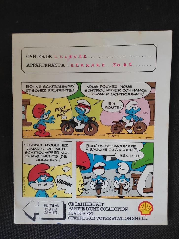 Cahier (ligné) schtroumpf (Pub. Shell/Via secura)., Verzamelen, Smurfen, Zo goed als nieuw, Gebruiksvoorwerp, Verschillende Smurfen