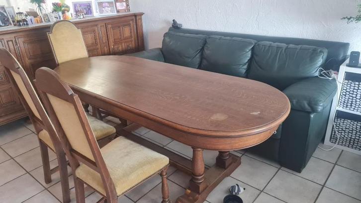 Salontafel met stoelen & service kast, Huis en Inrichting, Complete eetkamers, Gebruikt, 4 tot 6 stoelen, Ophalen