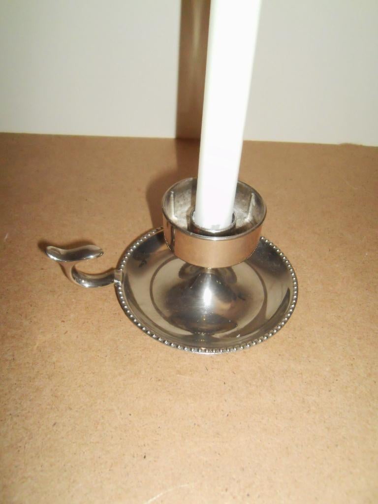 Ancien bougeoir en métal argenté, bougeoir, bougeoir,vintage, Antiquités & Art, Enlèvement ou Envoi, Argent