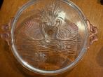 Taartschaal op voet met zwaan, walther glas, Gebruikt, Ophalen of Verzenden, Overige stijlen, Glas