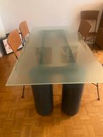 Mooie Design glazen tafel met stoelen, Huis en Inrichting, Tafels | Eettafels, Ophalen, Gebruikt, Moderne design, 50 tot 100 cm