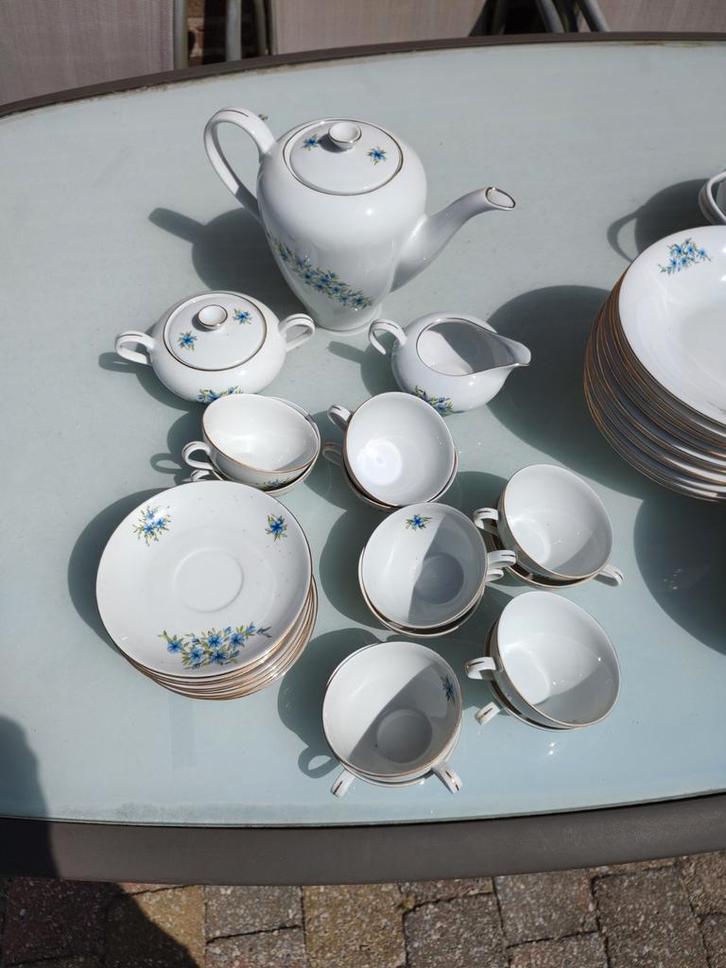 Koffie - eetservies met bloemmotief, Antiek en Kunst, Antiek | Servies compleet, Ophalen