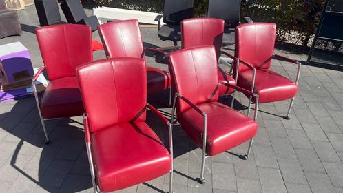 leder en rvs verstelbare en verrijdbare eetkamerstoelen, Huis en Inrichting, Stoelen, Zo goed als nieuw, Vijf, Zes of meer stoelen