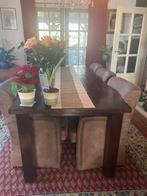 Eettafel met 6 verrijdbare stoelen, Huis en Inrichting, Ophalen, Gebruikt, Koloniaal, 4 tot 6 stoelen