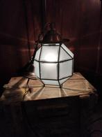 Hanglamp van koper, en geslepen glas, Antiek en Kunst, Antiek | Verlichting, Ophalen of Verzenden