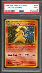 Typhlosion Holo PSA 9 - #157 - Japanese Neo 2000, Hobby en Vrije tijd, Verzamelkaartspellen | Pokémon, Verzenden, Zo goed als nieuw