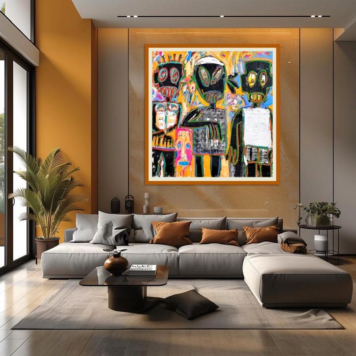 ABOUDIA   LES TROIS AMIS, Antiek en Kunst, Kunst | Schilderijen | Modern, Ophalen of Verzenden