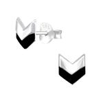 Boucles d'oreilles clous chevrons argent 925 époxy, Enlèvement ou Envoi, Neuf, Argent, Puces ou Clous