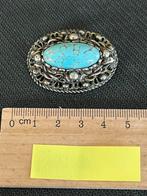 Oude broche met blauwe steen, Ophalen of Verzenden, Zo goed als nieuw