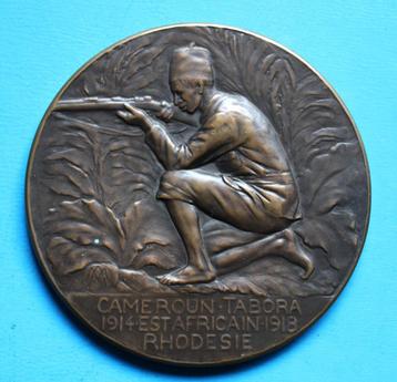 Bronzen plak-Cameroun Tabora 1914 Est Africain 1918-Rhodesie