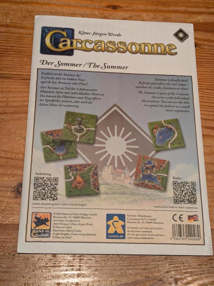 Carcassonne mini-uitbreiding 'De zomer', Hobby en Vrije tijd, Gezelschapsspellen | Bordspellen, Nieuw, Een of twee spelers, Drie of vier spelers