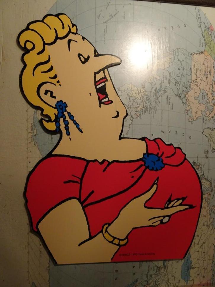 Houten silhouetbroek Kuifje - Bianca Castafiore, Verzamelen, Stripfiguren, Zo goed als nieuw, Plaatje, Poster of Sticker, Kuifje