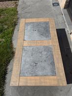 Eiken salontafel met blauwe steen, Huis en Inrichting, Tafels | Salontafels, Ophalen, Gebruikt, 100 tot 150 cm, Eikenhout